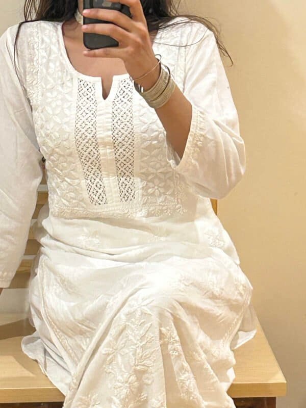 rayon white kurta lace 1