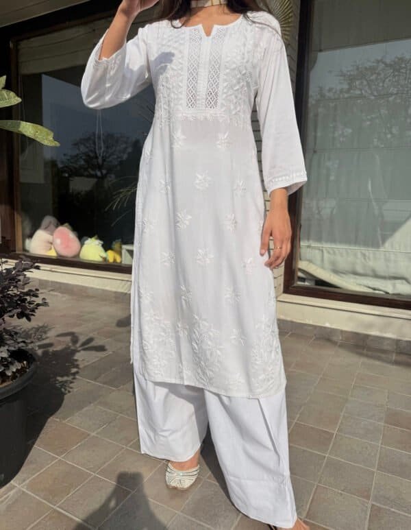 rayon white kurta lace 2