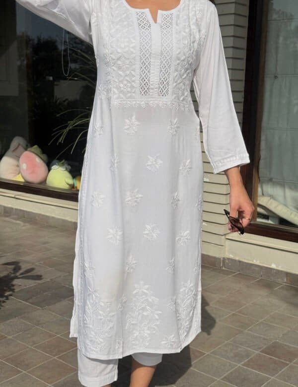 rayon white kurta lace 5