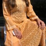 Chikankari Kurta - Banarasi, Marigold