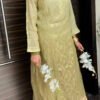 a line chikankari kurta pista green 3