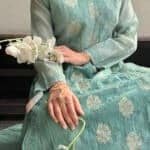Anaya Chikankari Kurta - Banarasi, Sage Green