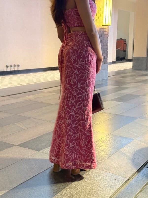 chikankari long dress pink 2