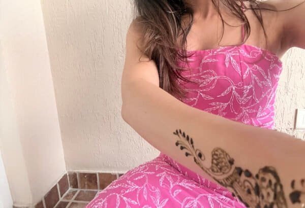 chikankari long dress pink 3