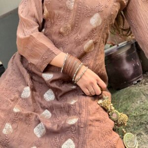 kali chikankari kurta brown 2