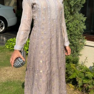 kali chikankari kurta grey 3