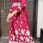 Chikankari Dress - Modal, Maroon