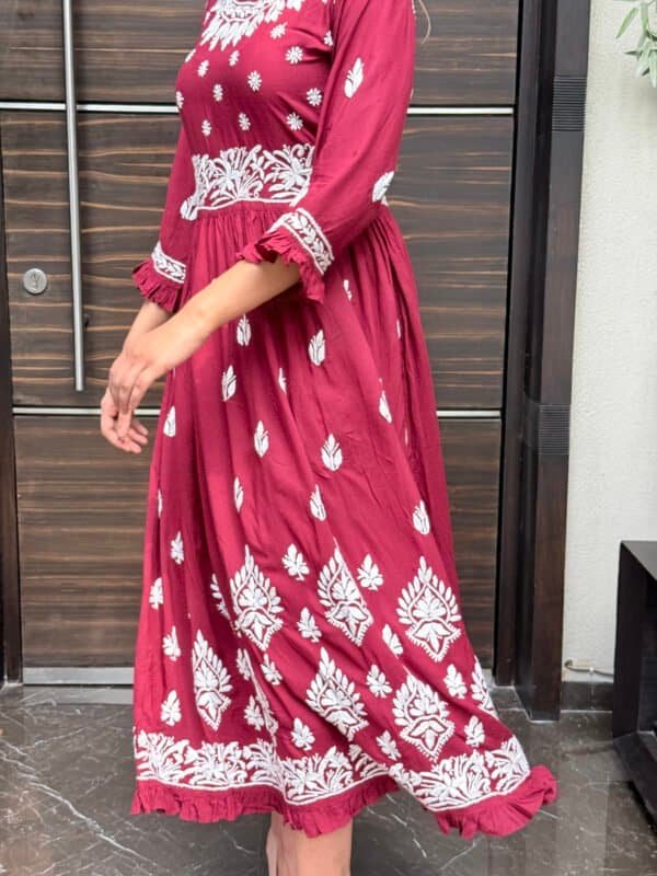 modal maroon long dress 1