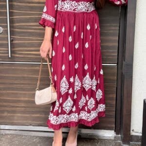 modal maroon long dress 3