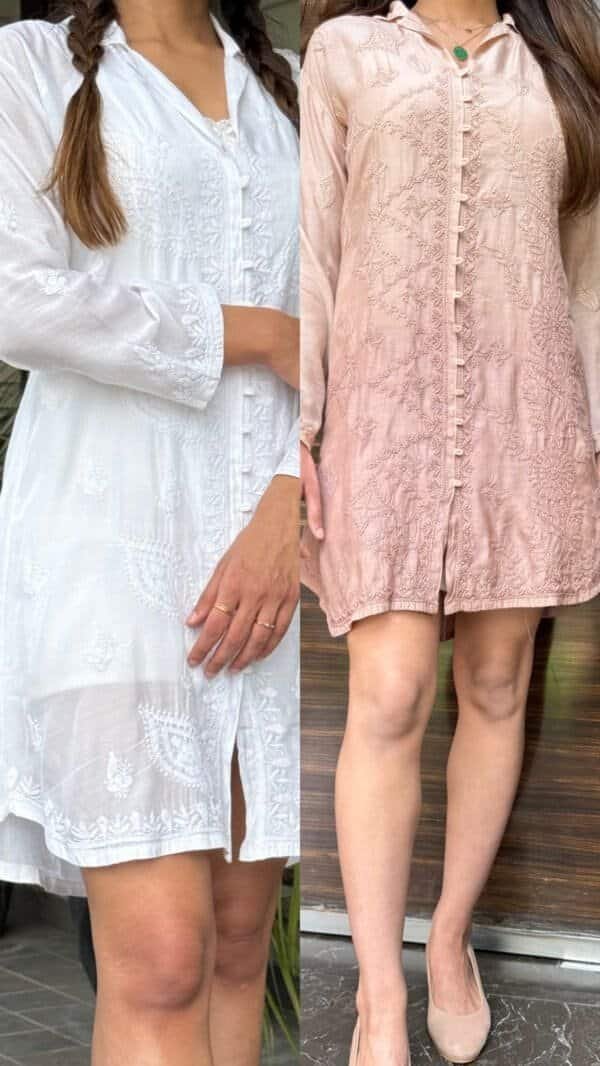 muslin white short kurta 4