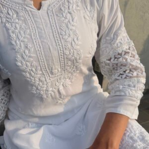 organza panel white kurta set 2