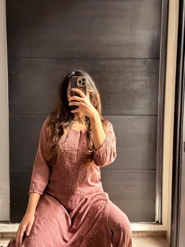 rayon kurta set pinkish brown
